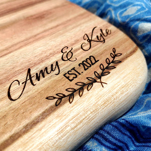 Personalised engraved cheese boards. A very unique wedding or anniversary gift idea.