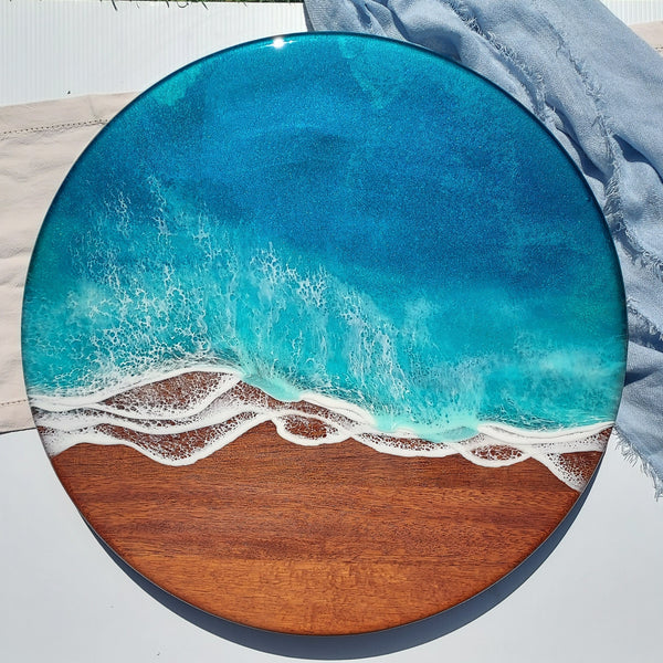 60cm Resin and Timber Ocean Inspired Lazy Susan