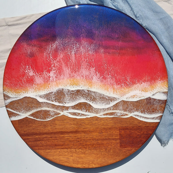 60cm Resin and Timber Sunset Inspired Lazy Susan
