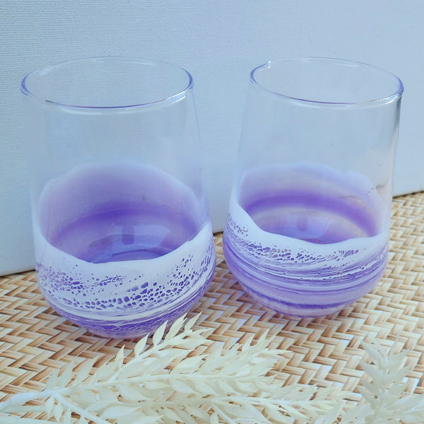 Set x 2 Stemless Wine Glasses - Purple