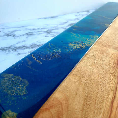 Gold Splash 40cm Timber Slab and Resin Serving Board