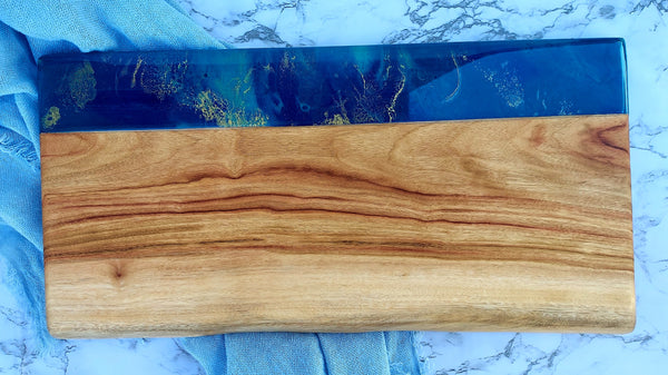 Gold Splash 40cm Timber Slab and Resin Serving Board